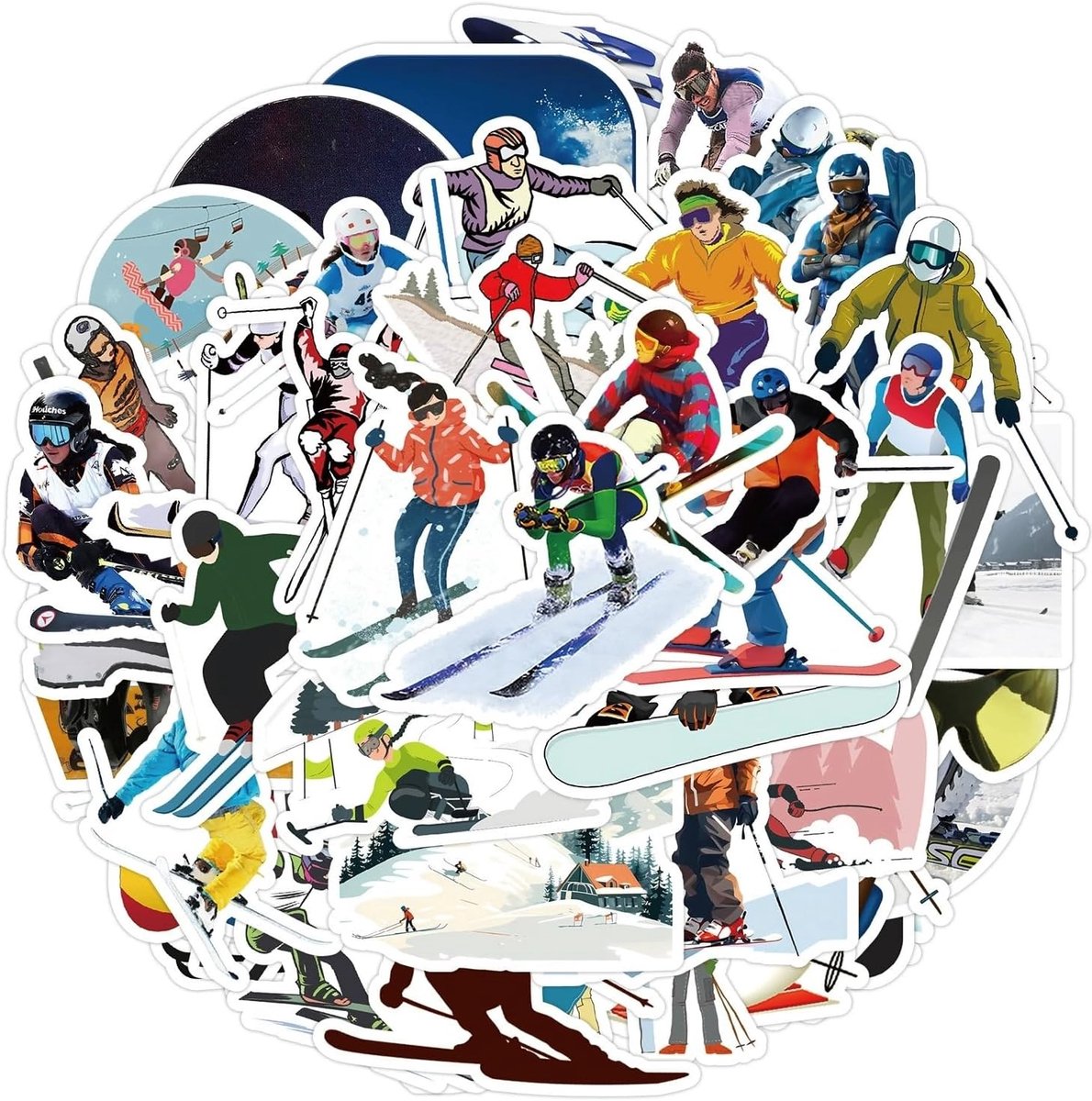 Ski, Skateboard en Snowboard Stickers - 100 Waterdichte Vinyl Stickers voor Kinderen en Tieners voor Laptops, Koffers en Auto's