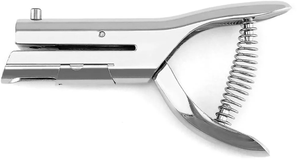 Handperforator Geschikt voor ronde perforatie, stevig en duurzaam, Geschikt voor PVC-kaarten, identiteitskaarten en foto's, vernikkeld staal (zilver) (1 stuk)