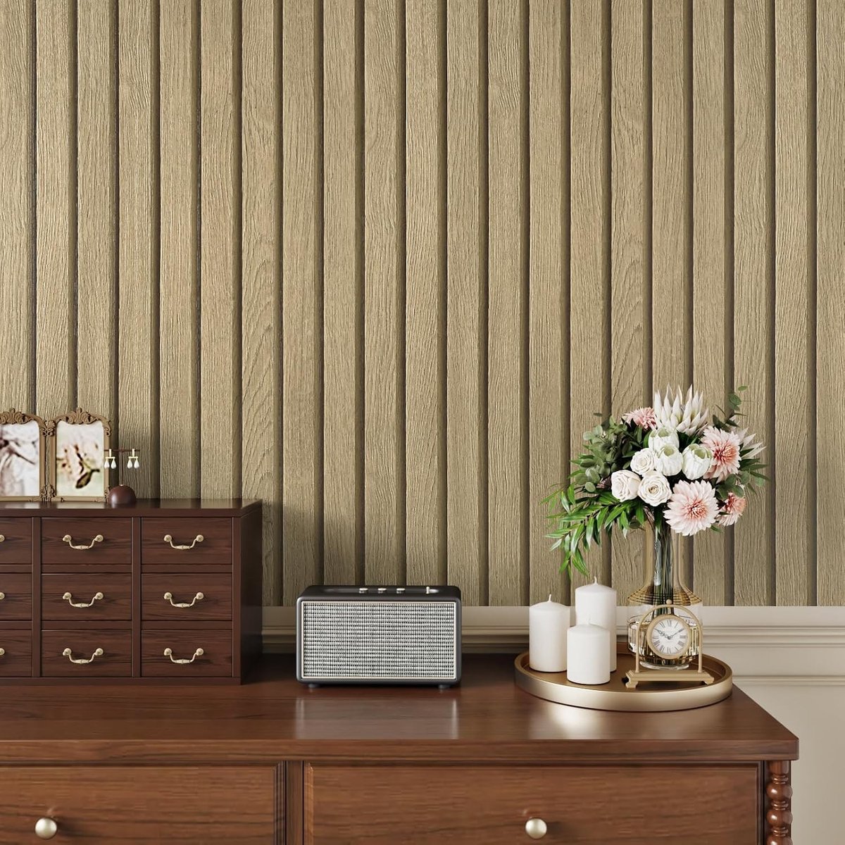 Houtlook Behang voor Woonkamer en Slaapkamer - Plakfolie voor Keukenkastjes en Meubels - 30 x 300 cm Decoratieve Strips voor Deuren en Muren