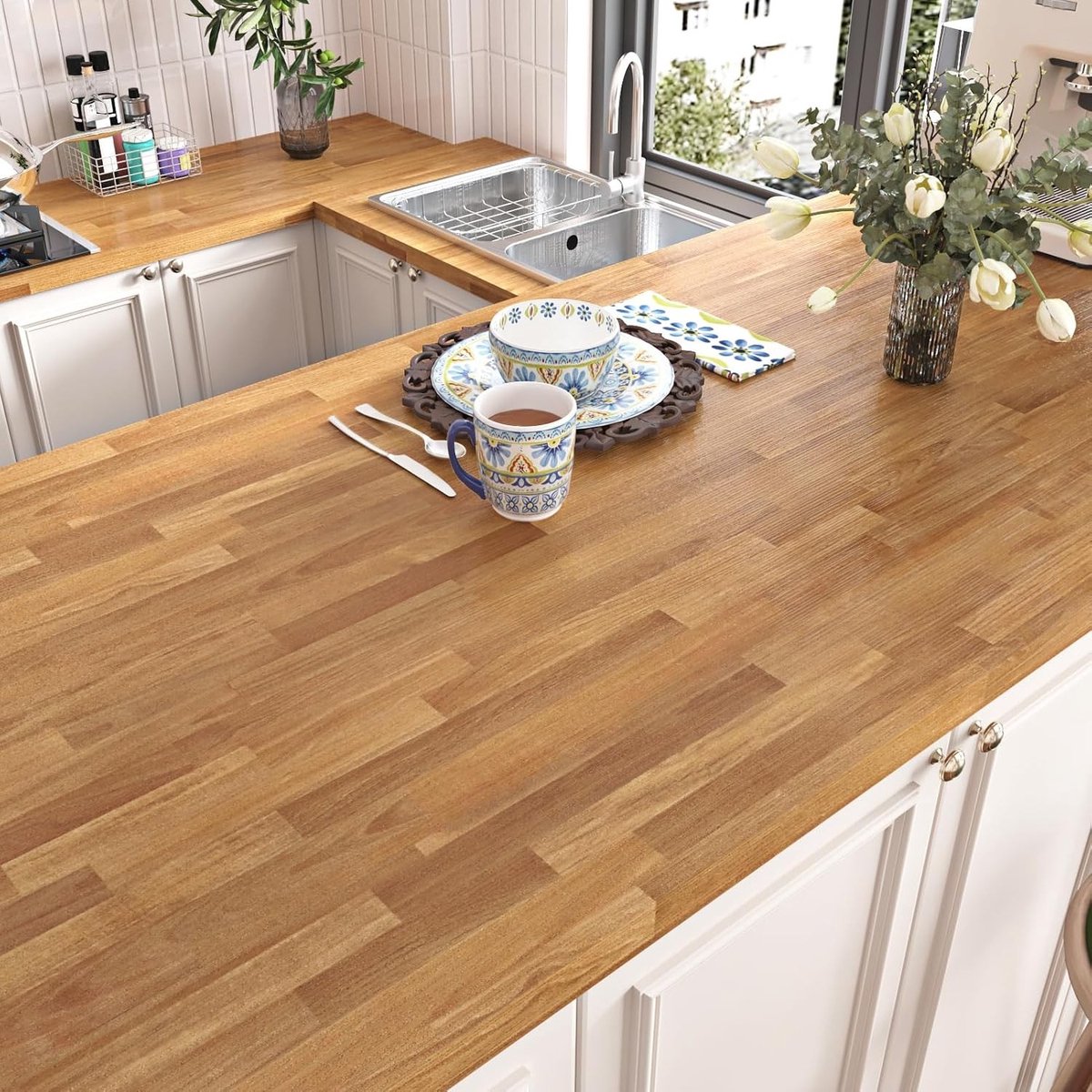 Houten effect zelfklevend vinyl behang voor meubels en werkbladen, wasbaar en eenvoudig aan te brengen, 40cm x 300cm