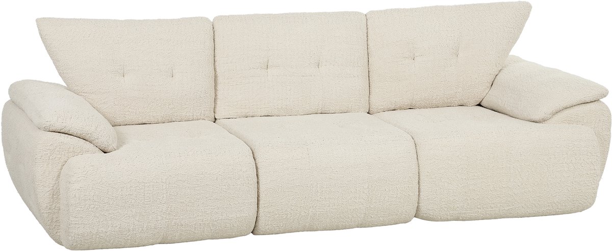 HOMCOM 3-zitsbank-Chenille (100% polyester), schuim met hoge dichtheid-260 x 92 x 80 cm-Crèmewit