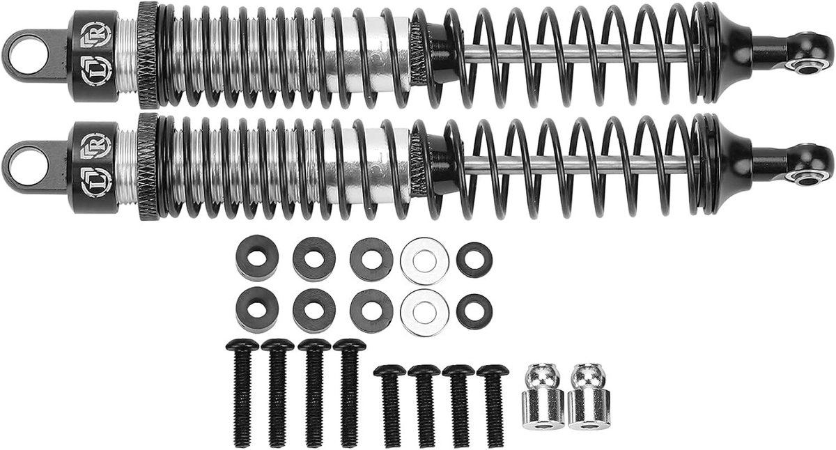 2 Stuks 130mm RC Metalen Schokdemper Kit voor 1/10 RC Auto's - Upgrade, Vervangingsonderdelen en Verbeterde Prestaties (Zwart)