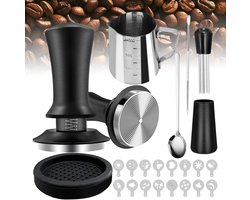 Koffietamper - Espressoaccessoires - 22-delige set met tamper, wdt-tool, melkkan, latte-artpen - 22 stuks - Zwart