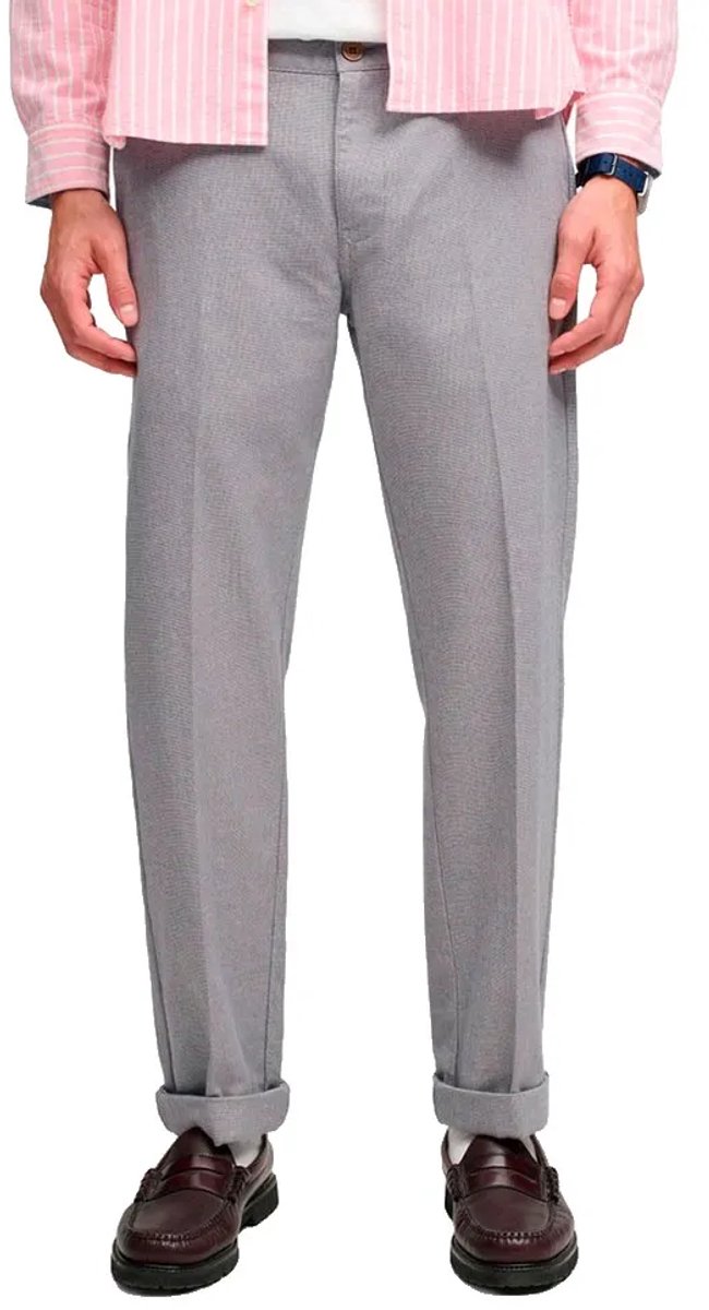 Superdry Premium Textured Regular Chino Broek 32 32 Man Grijs