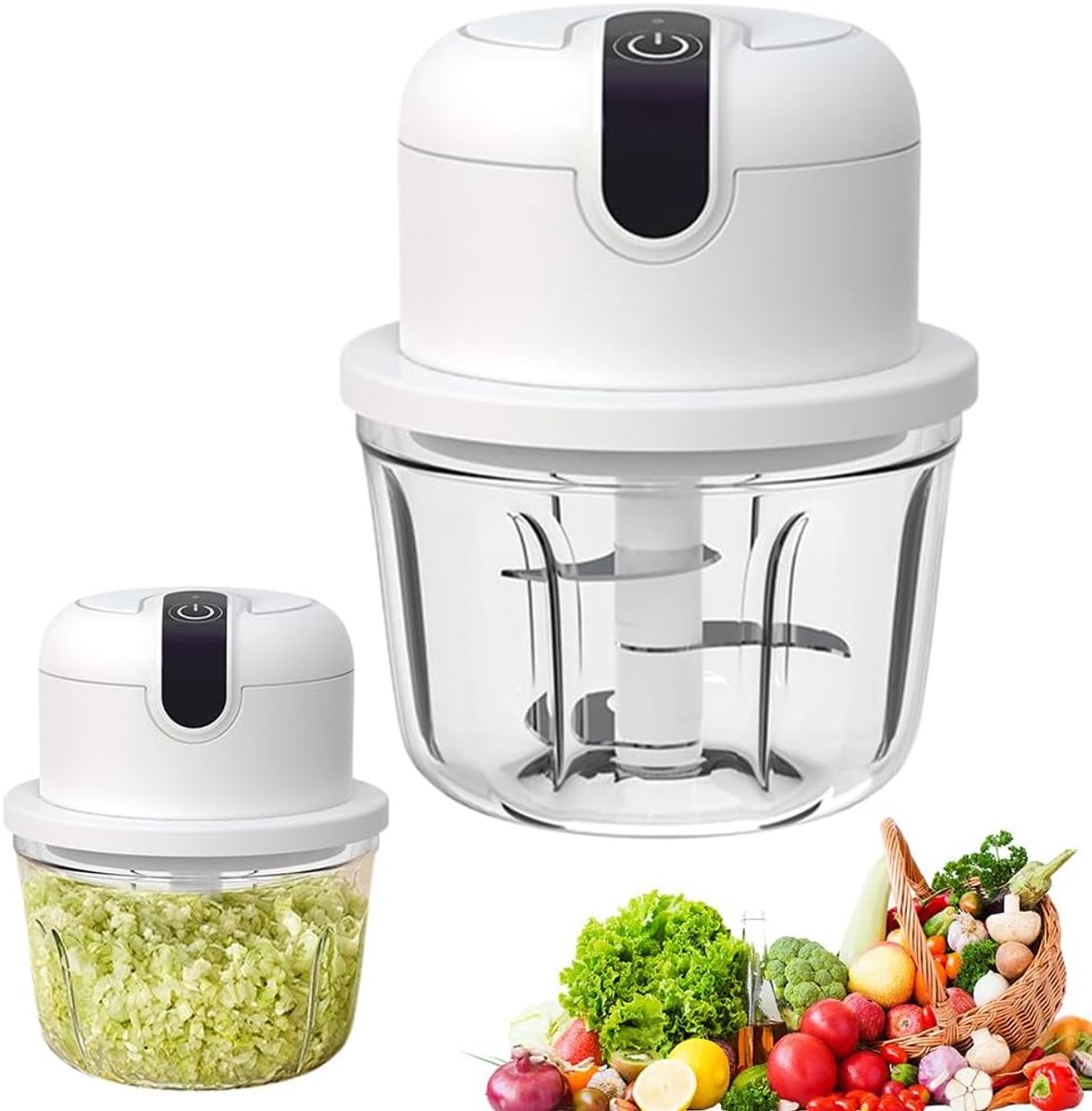 Elektrische mini-uienhakmolen - Elektrische keukenhakmolen 350 ml, USB-oplaadbaar, draadloos, kleine uienhakmolen, geschikt voor uien, fruit, noten, vlees, knoflook
