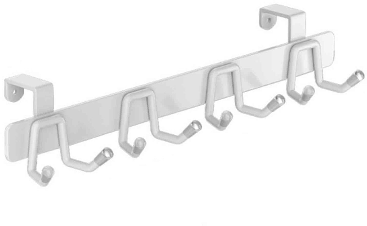 COVREO Deurhaakrek voor kleding – Deurkapstok met viltpads – Ophangrek voor keuken en badkamer – 32x5x5 cm – Wit