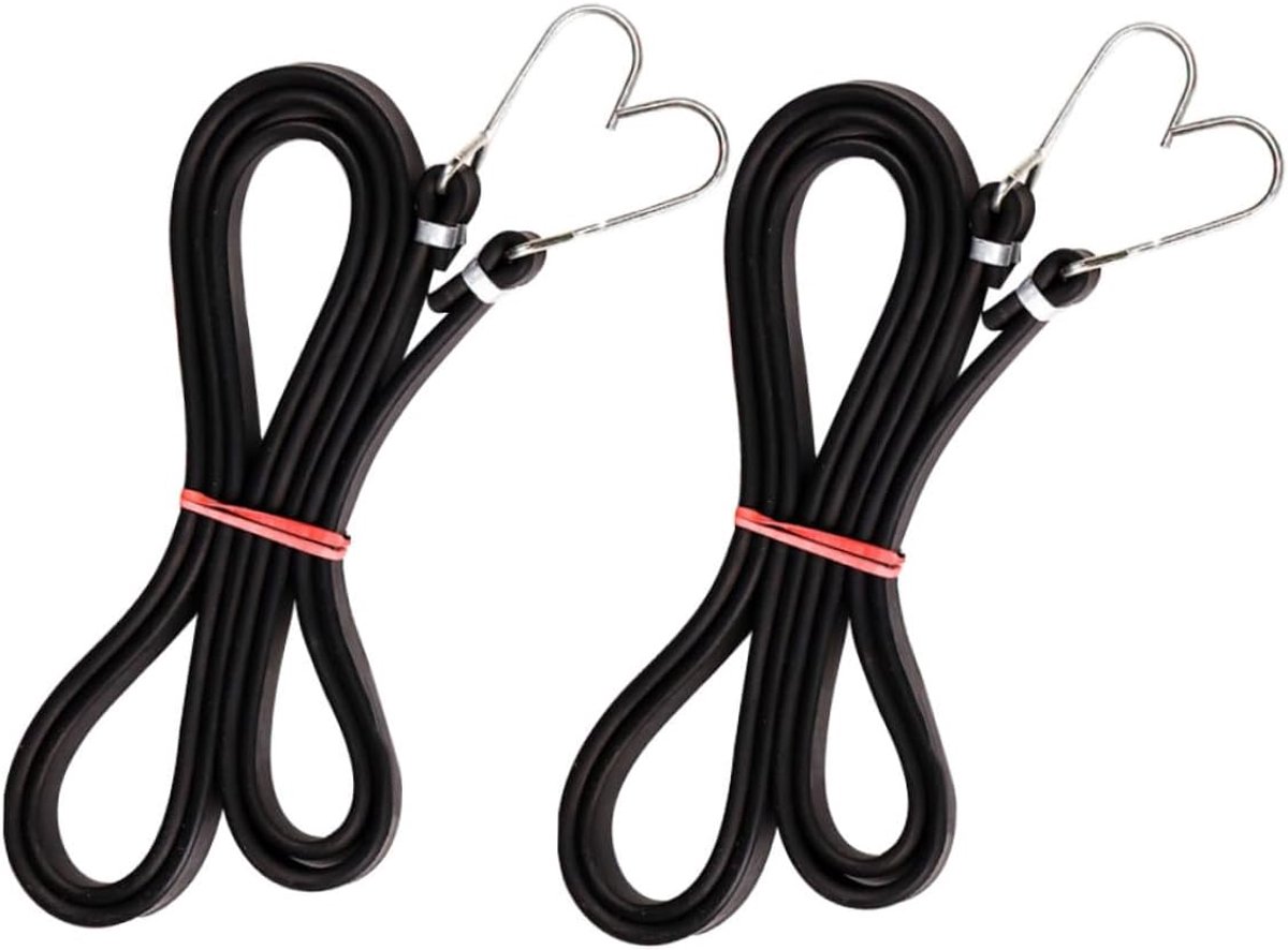 2 stuks- spanbanden- Elastische Bagageriemen- fietsriempjes- spanbanden Zwart - spanbanden kort-spanbanden fiets-spanbanden motor-Bevestigingsriemen- Eenvoudige bevestiging- Voor bestelwagens, fietsen, aanhangers, bagage-2.3M