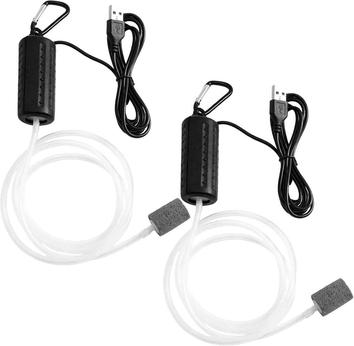 2 stuks luchtpomp aquarium, mini stille zuurstofpomp 1 W, USB-zuurstofpomp met luchtsteen en slang, energiebesparing - ShopVlot