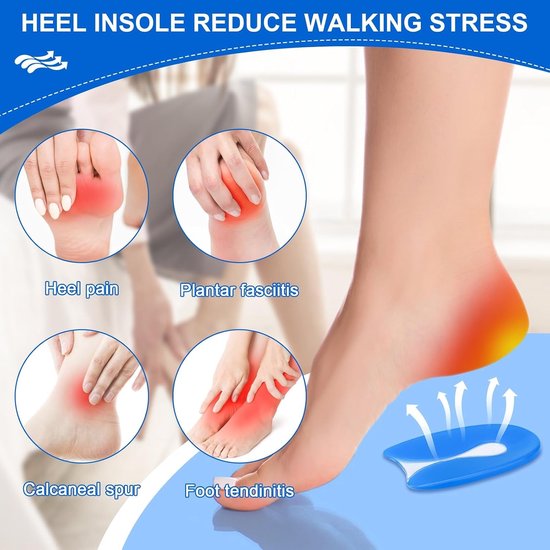 Comfortabele inlegzolen voor hielspoor, gelkussens voor achillespees, beschermende hielpads voor schoenen, unisex ontwerp, ideaal voor dagelijks gebruik. — afbeelding 3