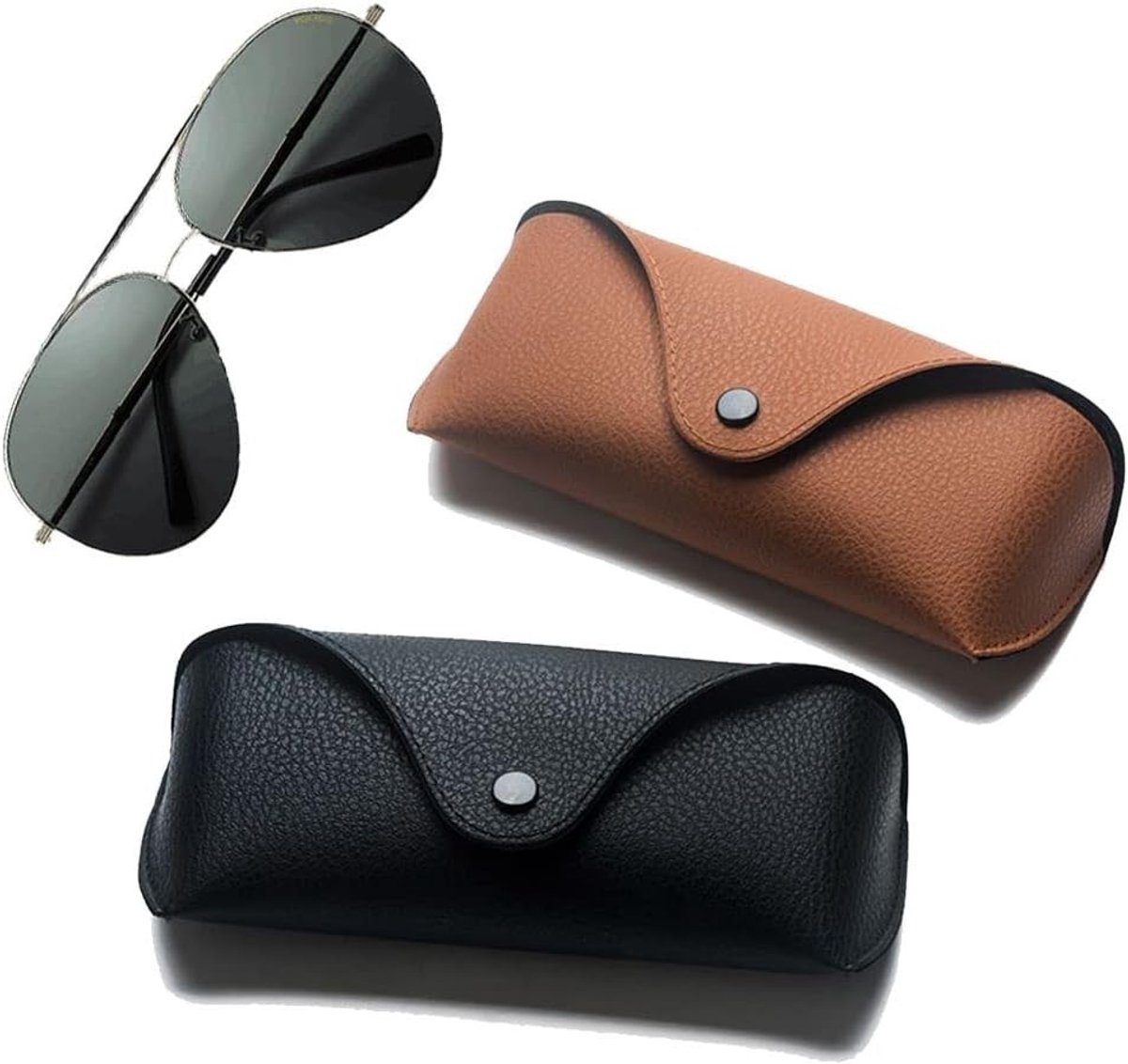 Draagbare Leren Brilhoes, Beschermende Etui voor Zonnebrillen en Leesbrillen, Geschikt voor Unisex en Zwembrillen, Set van 2 Stuks