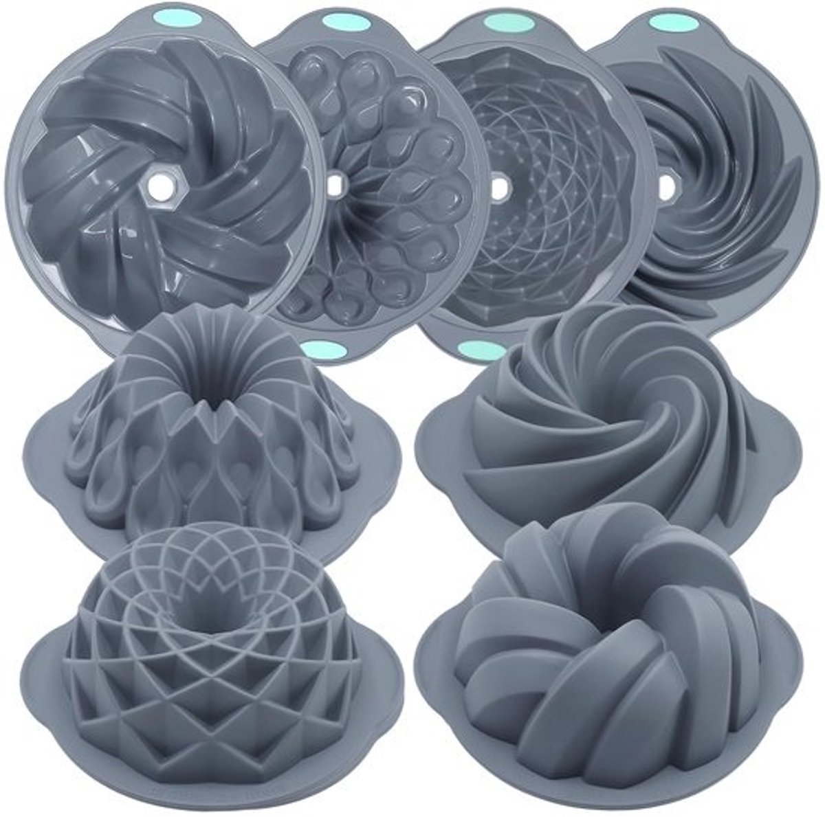 JHUBERS- Silicone Bakvormen 4 Stuks - Hittebestendig tot 230°C - Multifunctioneel voor Cake/Brood/Muffins - Herbruikbaar en Duurzaam - Food-Grade Siliconen - Bakpannen