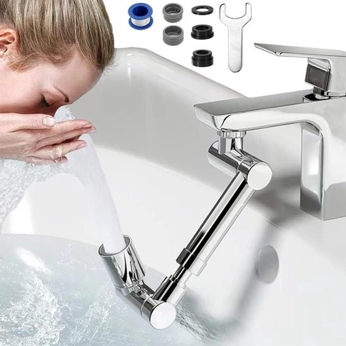 Beluchter 1440 ° draaibare verlengkraan multifunctioneel - 2 wateruitgangsmodi - keuken en badkamer