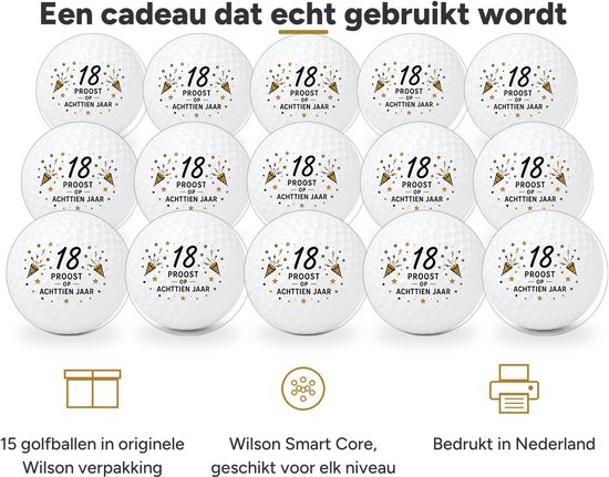 Wilson Golfballen 18 Jaar - Verjaardag Golf Cadeau - 15 stuks - Golfbal met Opdruk van Wilson — afbeelding 2