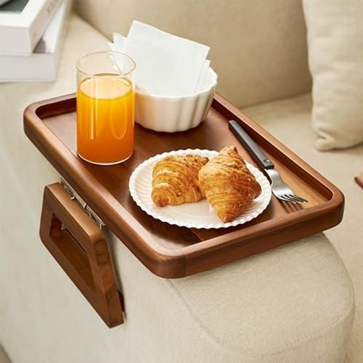 Houten Sofa Armsteun Tray - Rechthoekige Arm Tafel voor Banken - Ideaal voor Eten en Drinken in Kleine Ruimtes