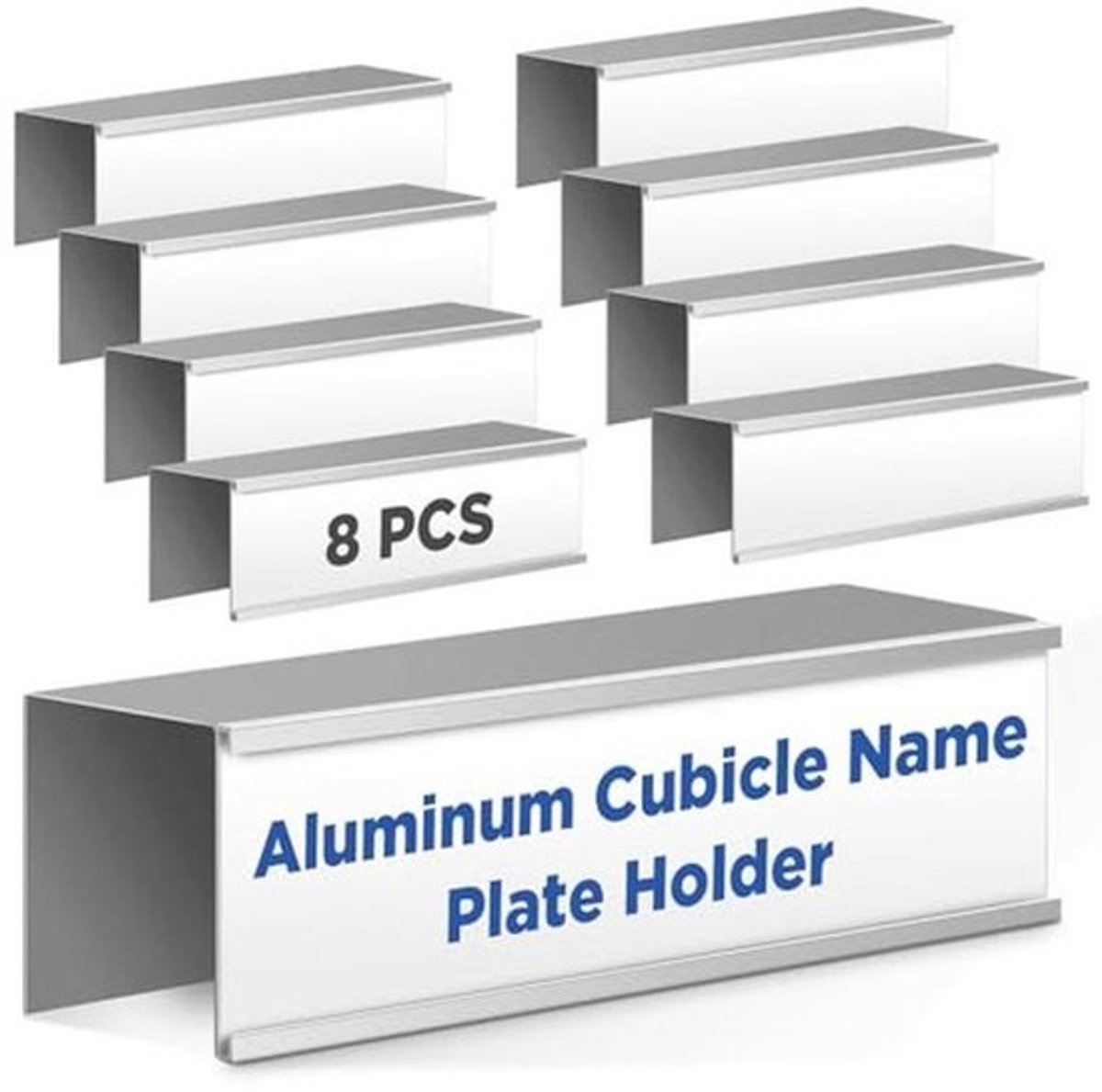 8 Stuks Aluminium Cubicle Naam Plaat Houders 8 x 2 Inch voor Kantoorgebieden en Bibliotheken