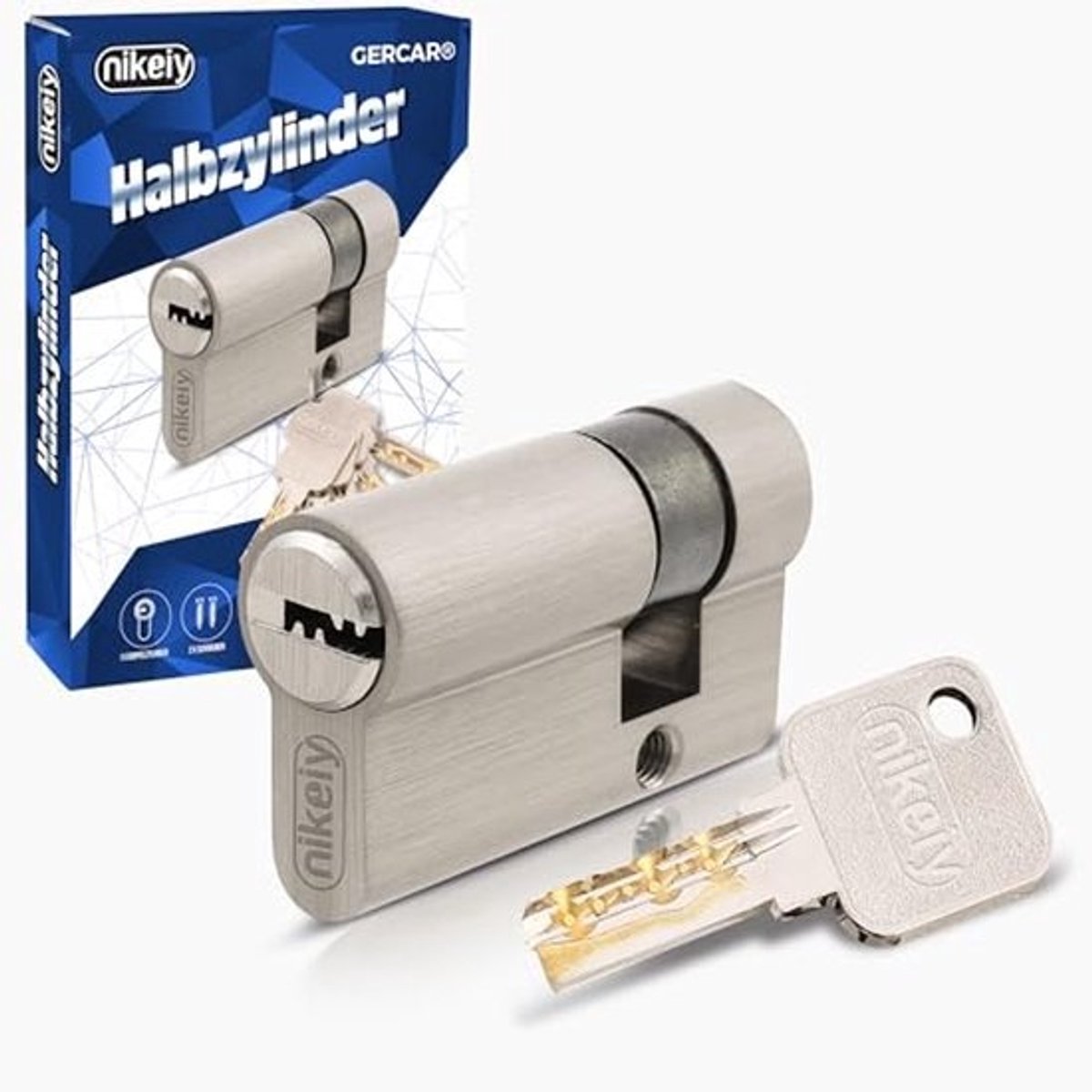 Halve cilinder garagedeurslot set - 40 mm met sleutels