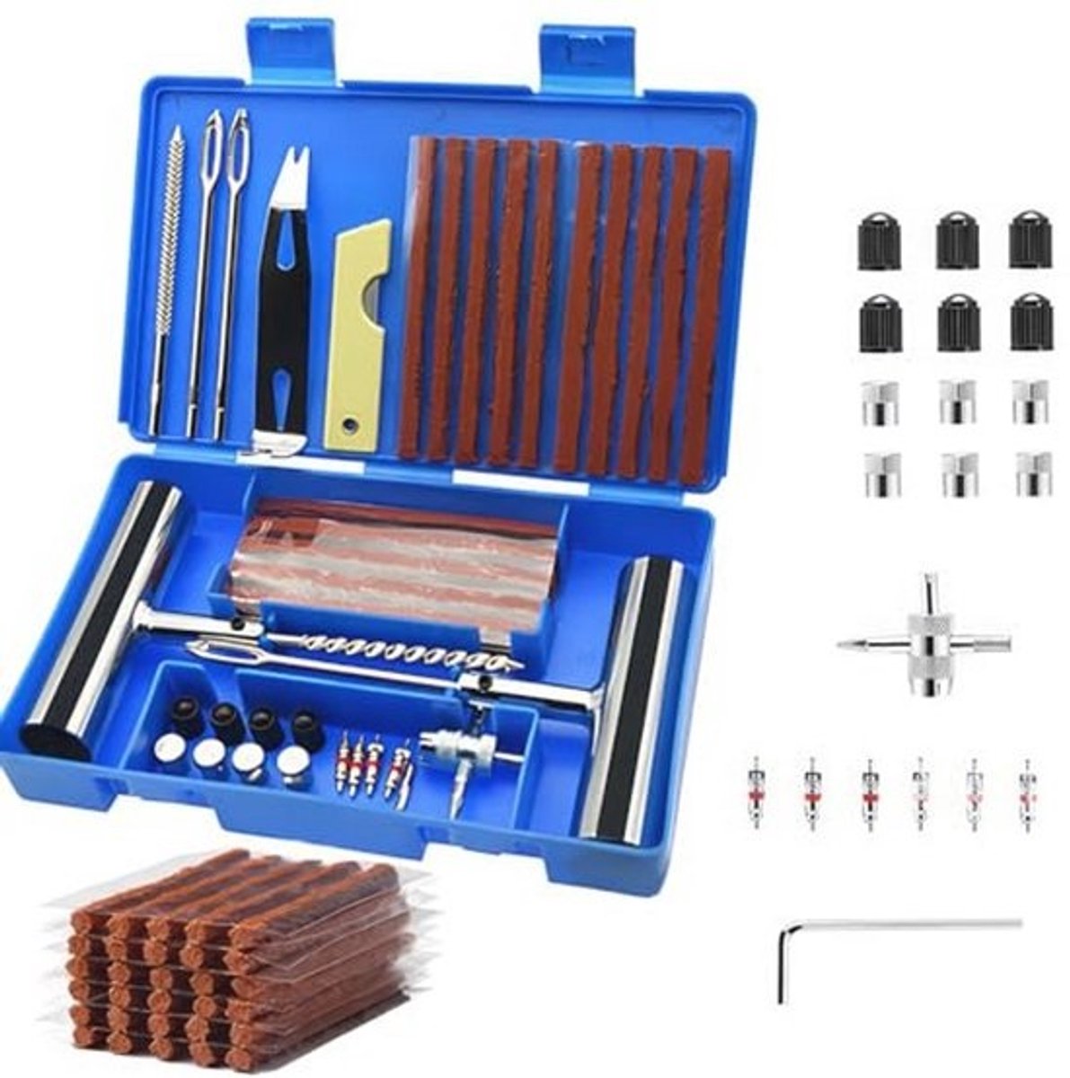 Complete autobandenreparatieset 58 stuks voor auto, motorfiets en terreinwagens