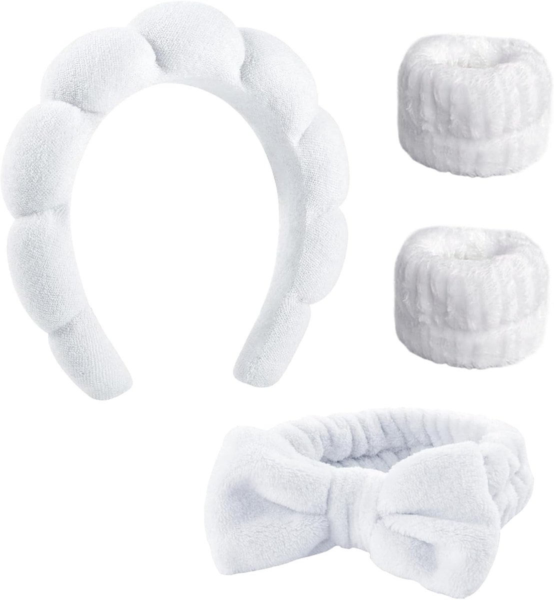 Make-up Haarband en Polsbanden Set voor Vrouwen met Make-up Spons - Ideaal voor Spa en Schoonheid
