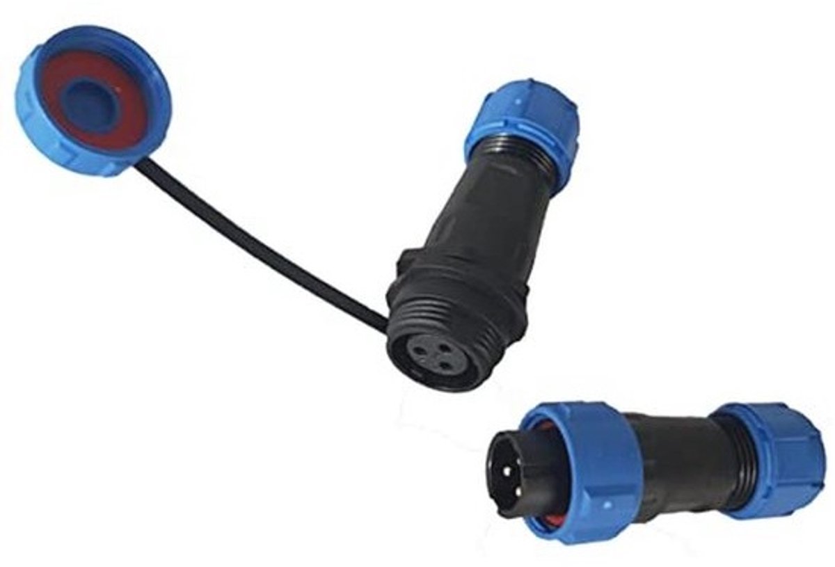Waterdichte 2-pin, 3-pin, 4-pin ronde stekker voor tuin, boot en auto - IP68 connector