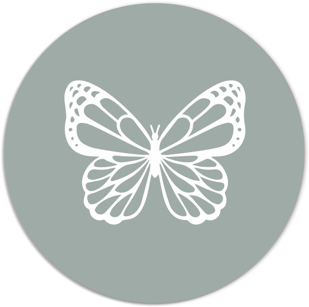 Label2X - Muurcirkel green butterfly - Ø 50 cm - Forex - Multicolor - Wandcirkel - Rond Schilderij - Muurdecoratie Cirkel - Wandecoratie rond - Decoratie voor woonkamer of slaapkamer