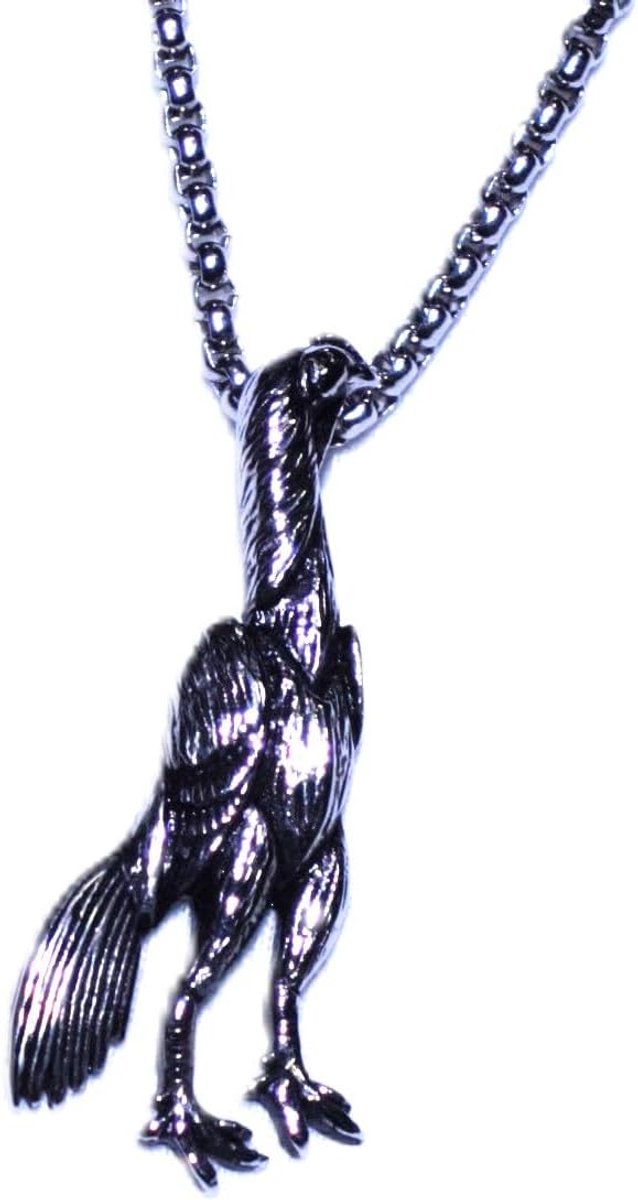 Shamo halsketting, Sieraden Hanger in de vorm van een kraan van metaal, 40 mm, Roestvrij staal, Geen edelsteen