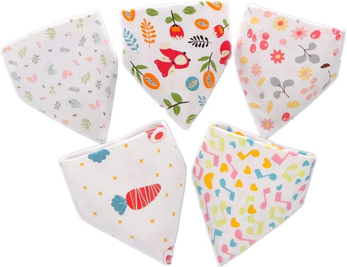 Bandana Dribble Slabbetjes, Baby Slabbetjes Newborn Voor Meisjes Jongens Unisex, Organic Cotton Babyvoeding Slabbetjes, 5Pcs Soft Superabsorberende Drool Slabbetjes,H