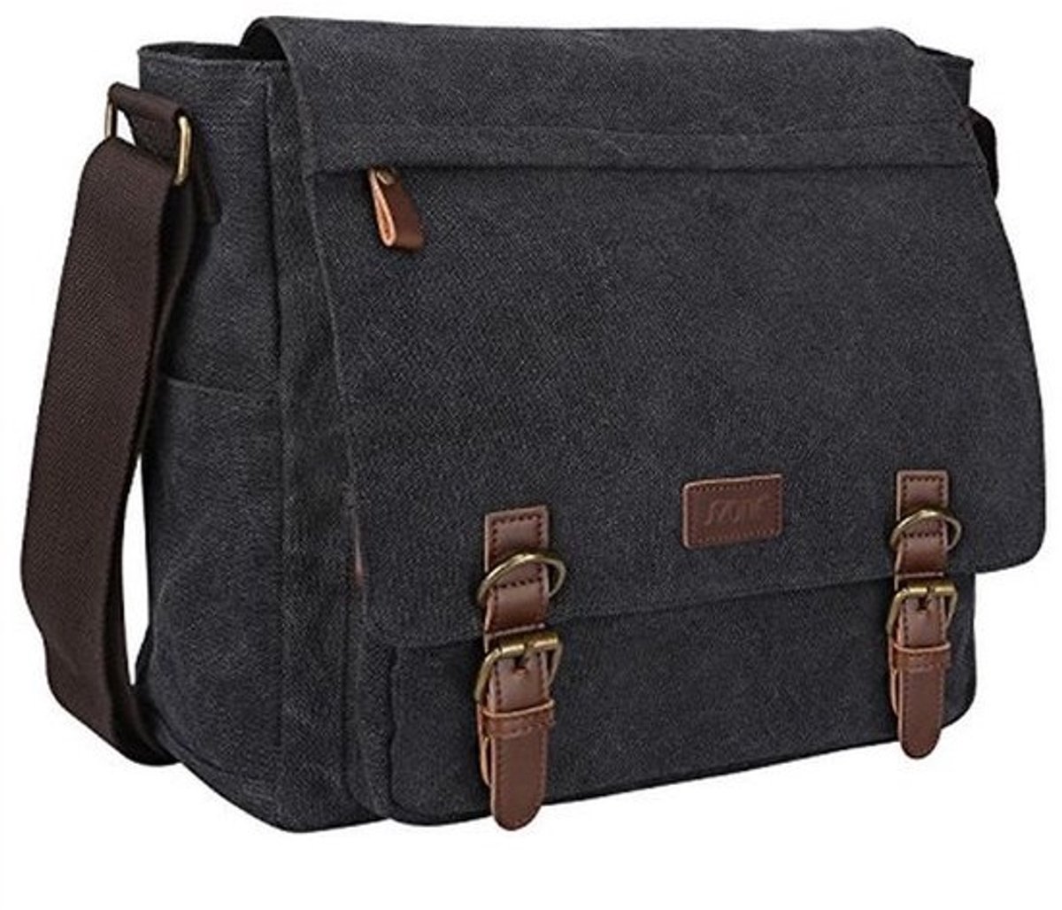 Vintage Canvas Schoudertas voor 15 Inch Laptop - Multifunctionele Messenger Bag voor Heren