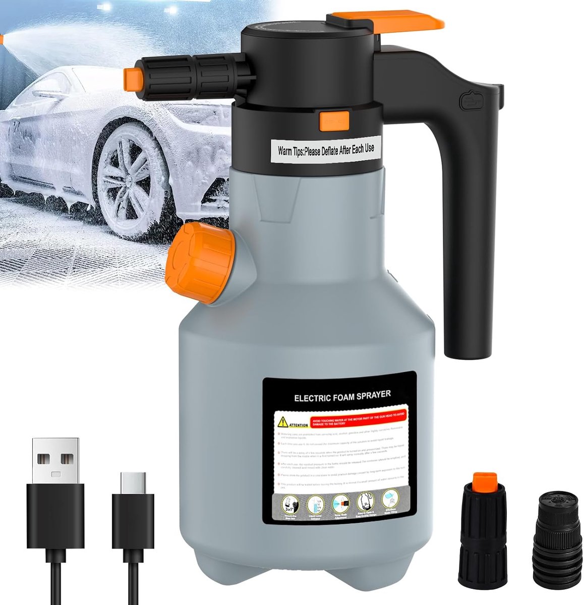 Schuimsproeier voor auto, 2 liter, 8 bar, automatische drukverhoging