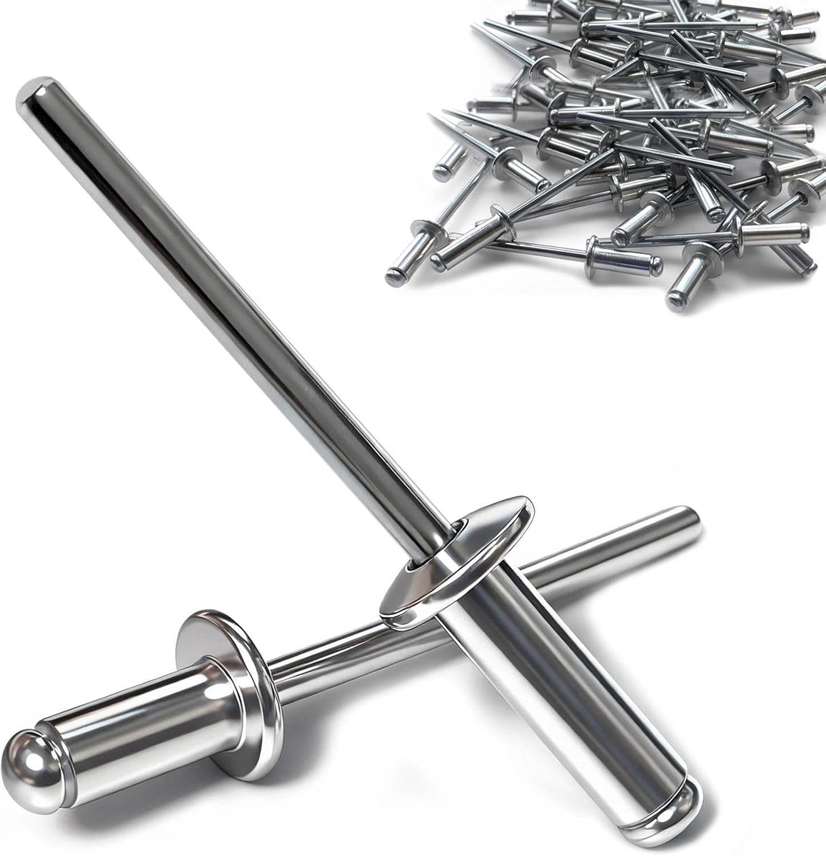 150 stuks blindklinknagels van aluminium, zilver, pop-klinknagels met open uiteinde, voor kunststof, hout, metaal, gebouwen, nautisme en auto, 4,8 x 20 mm