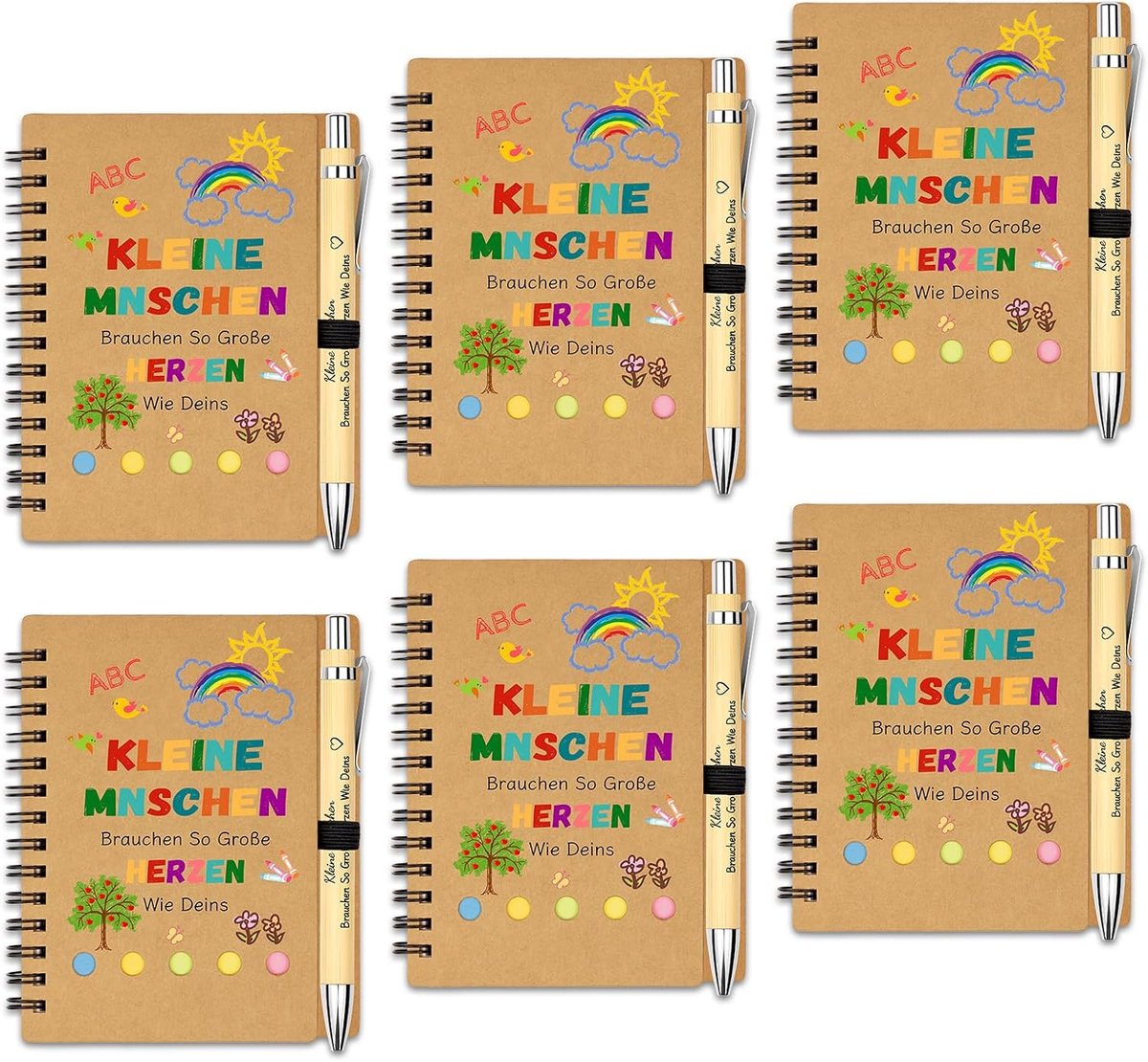 Afscheidscadeau voor leraar, 6 stuks notitieboek en balpen, bedankcadeau voor beste leraar, cadeau voor leraar, afscheidscadeau voor kleuterschool, basisschool