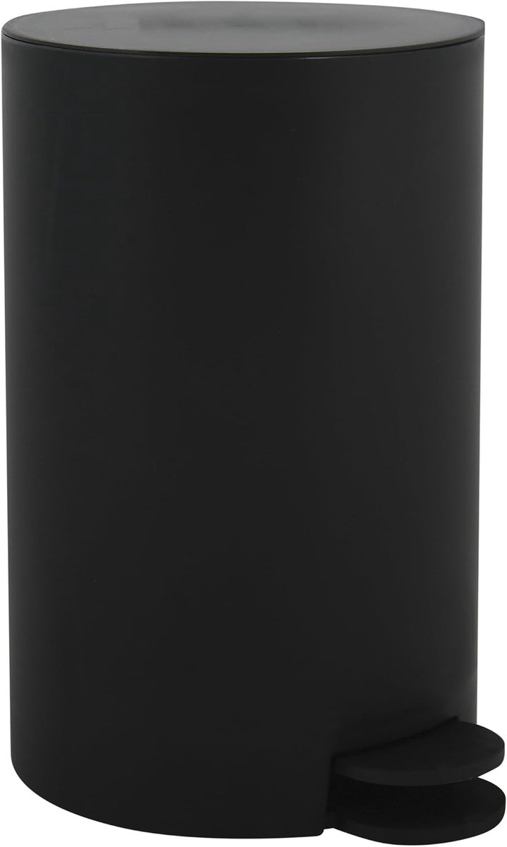 Pedaalemmer 3 liter met uitneembare binnenemmer en pedaal, rond, zwart, 30 x 20 x 15 cm