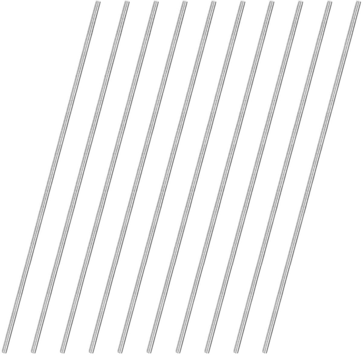 10 stuks complete draadstangen, M3 x 190 mm 304 roestvrij staal, rechte draadstang voor meubel/broeikas/U-bouten, metrische schroeven met schroefdraad