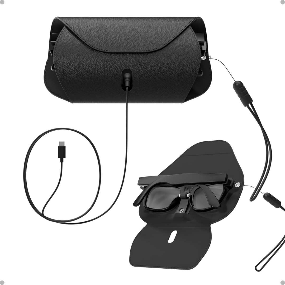 Beschermhoes voor Ray-Ban Meta 2 Smart bril met ingebouwde USB-C-oplaadkabel, PU harde schaal reisetui, oplaadopbergdoos voor Meta 2 accessoires