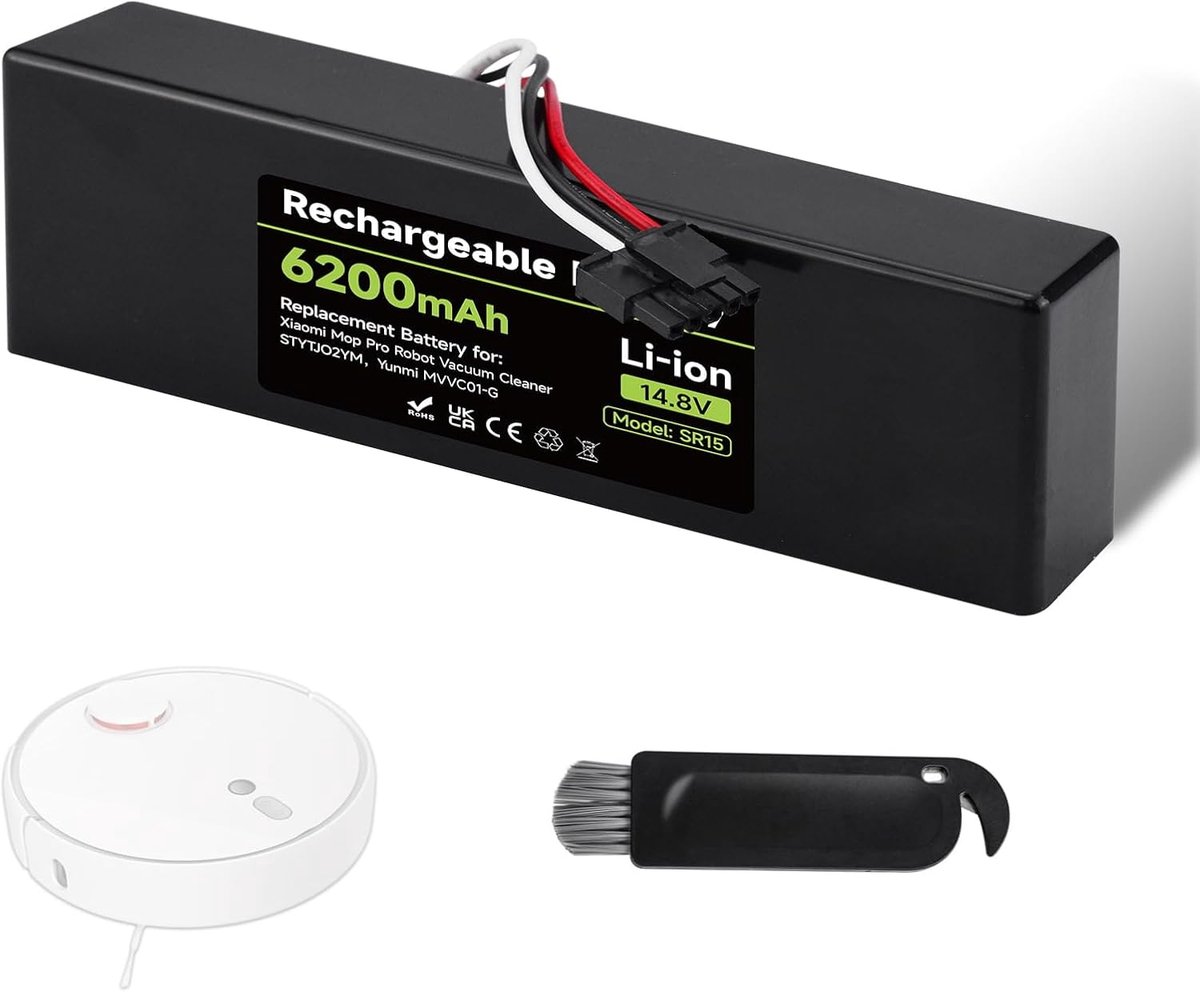 6200mAh 14,8V vervangende batterij compatibel met Xiaomi Mop, Mop 2s, Mop Pro, STYTJ02YM, batterij voor Xiaomi Robot Vacumm