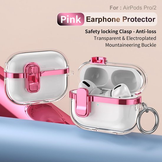 Transparant Hoesje voor AirPods Pro 2 DDT Roze — afbeelding 2