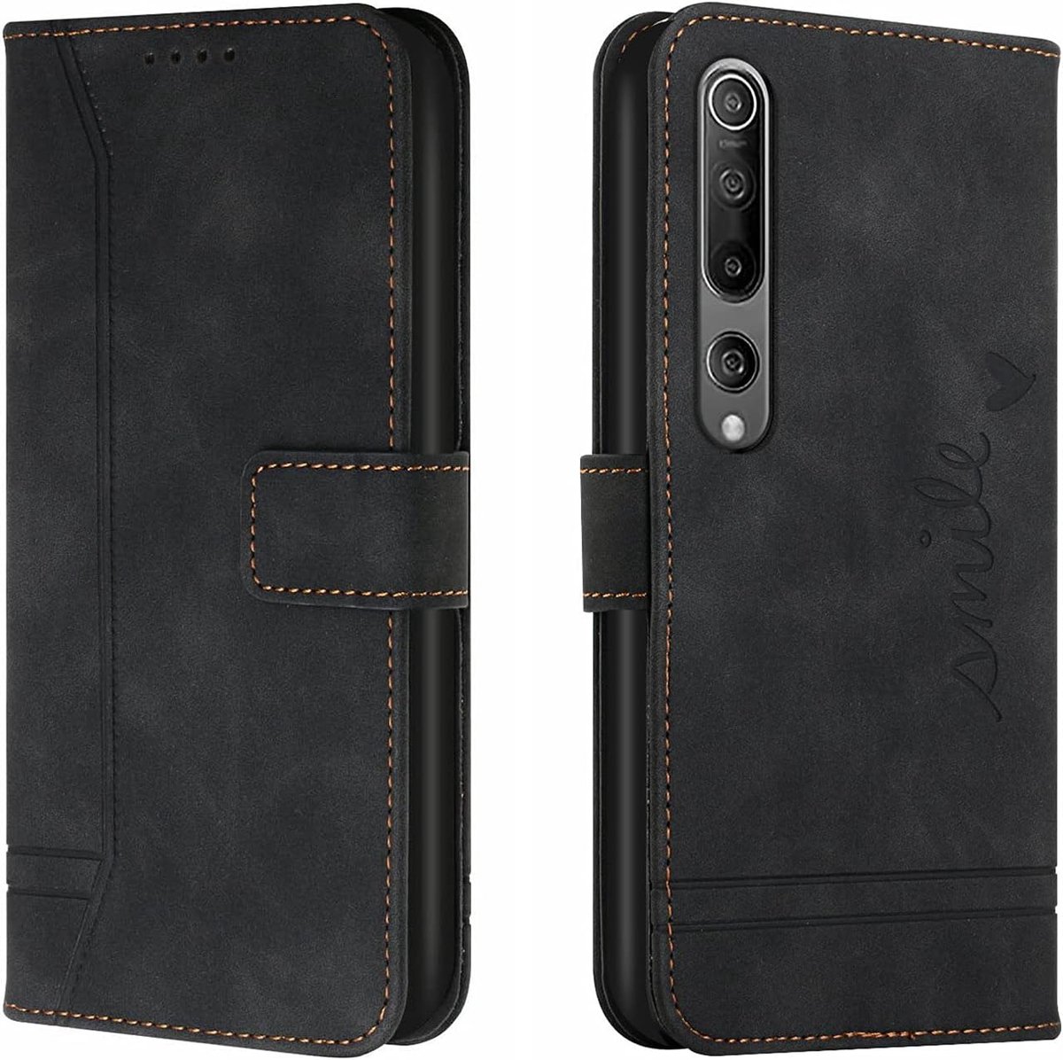 Telefoonhoesje voor Xiaomi Mi 10 5G / Xiaomi Mi 10Pro 5G, PU Lederen Flip Wallet Case met Kaartenvakken en Folio Cover Beschermhoesje voor Xiaomi Mi 10 5G / Mi 10Pro 5G, Zwart
