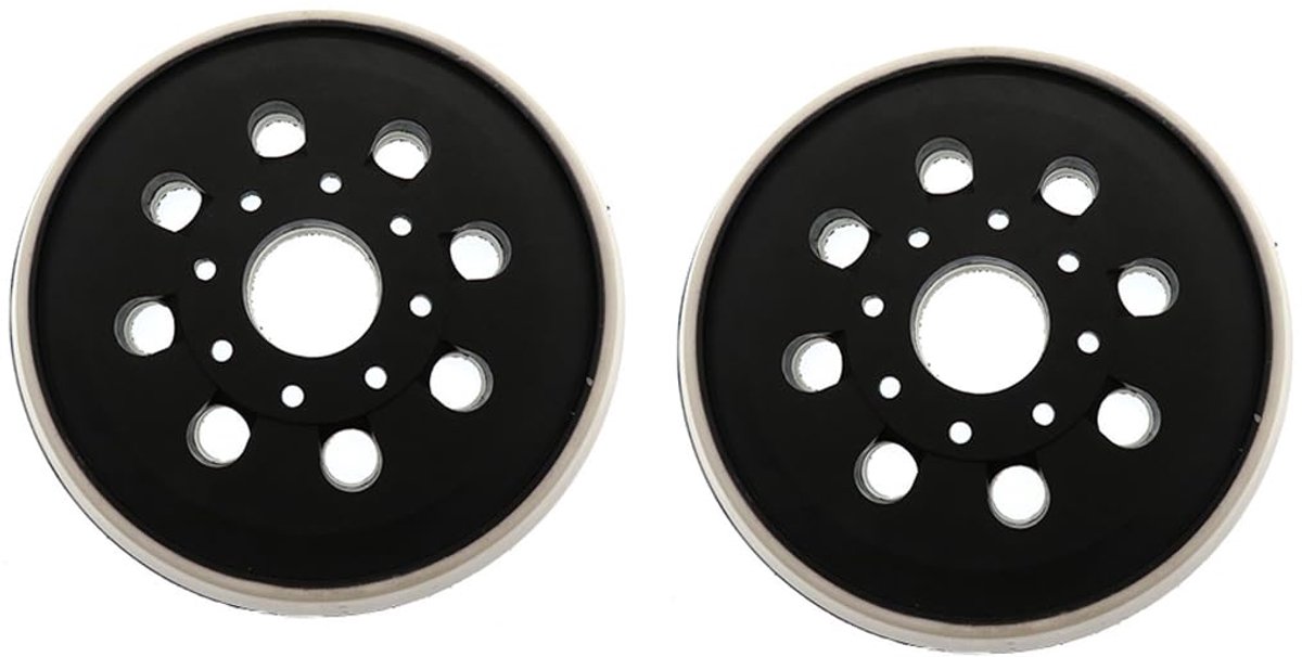 2 stuks 12,7 cm 8 gaten PU schuurschijven voor excentrische schuurmachines, middelharde schuurplaat, steunschijf met, vervangende schuurpad voor schuurmachines, witte rand polijstschijf