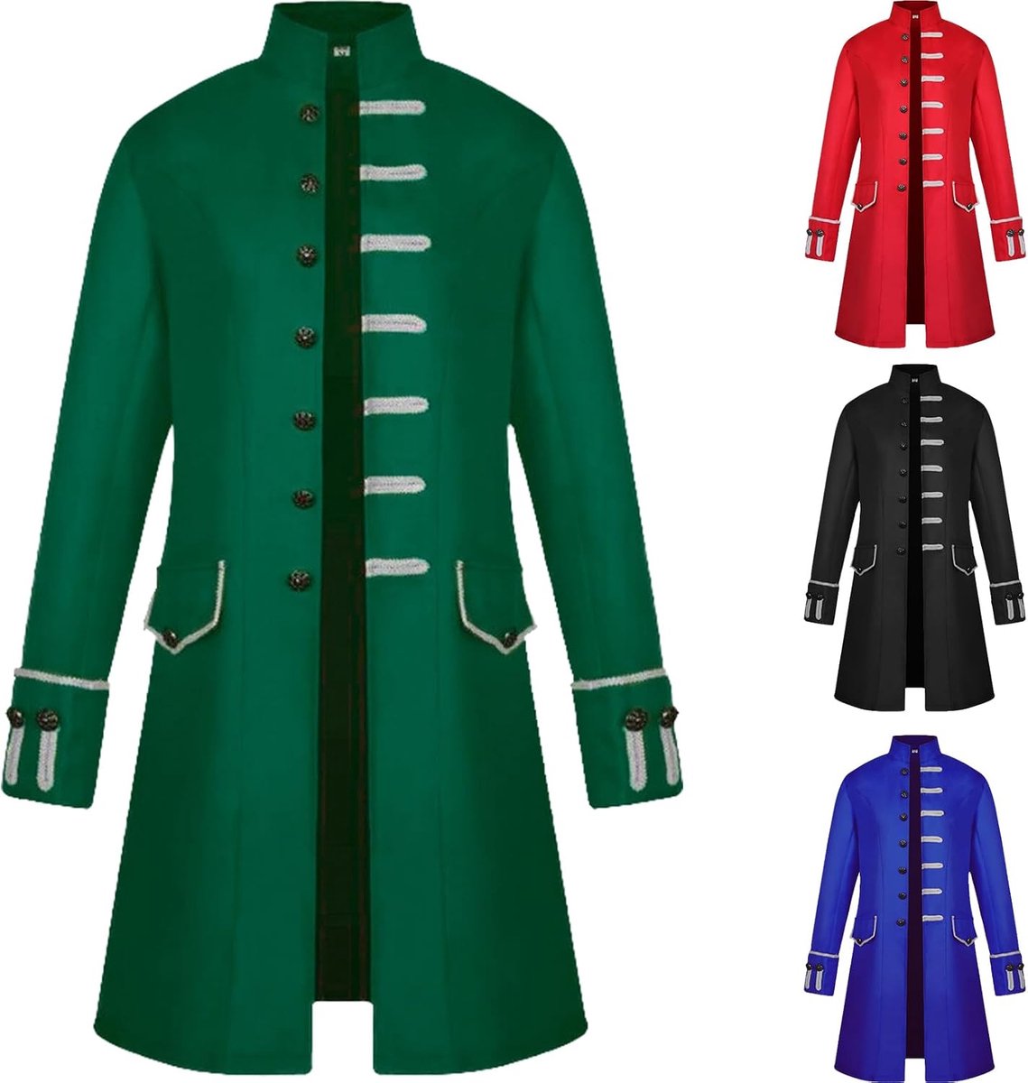 Steampunk middeleeuwse vintage jas voor heren, uniform, eenknopenrij, trenchcoat, herfst, casual overjas voor Halloween-feest