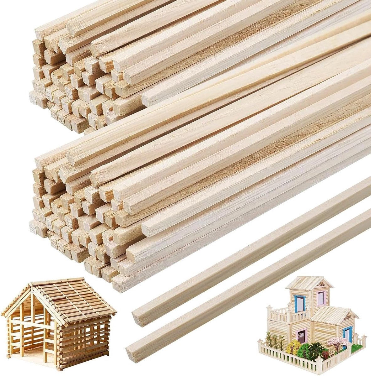 Houten stokken, vierkant, bamboestaaf, doe-het-zelf, vrije tijd, creatief voor doe-het-zelfprojecten, zelfgemaakte creaties en etiketten