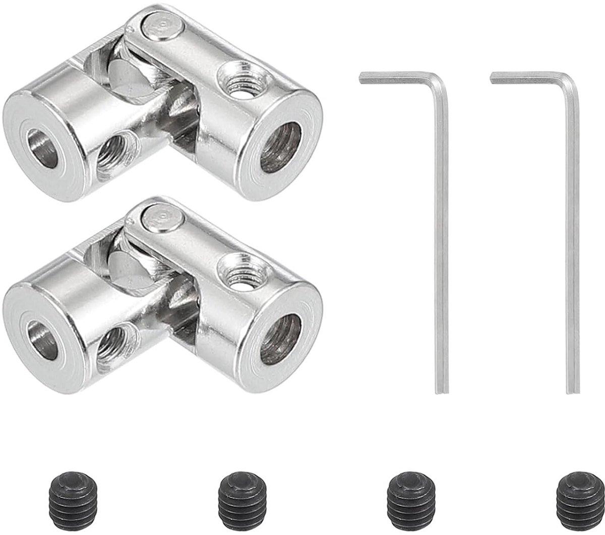 Universele koppeling, draaibaar, binnendiameter van 4 mm tot 3,17 mm, 2 stuks, kruisgewricht, verbindingsstuk, accessoires met schroeven M3, sleutel voor modellen