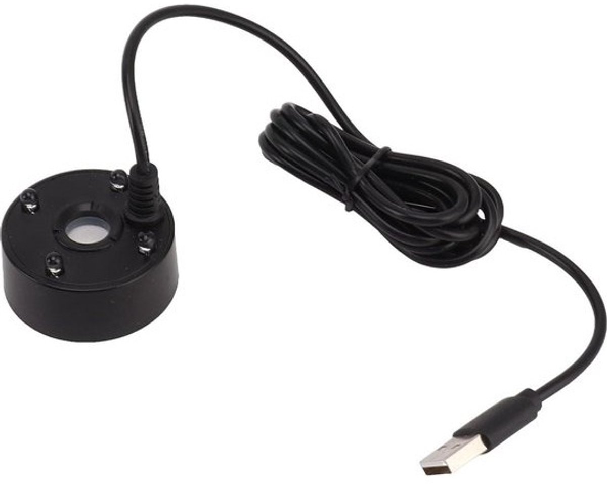 Mist Maker USB Kleurrijke LED-verlichting Fontein Verstuiver Aquarium - Zwart .