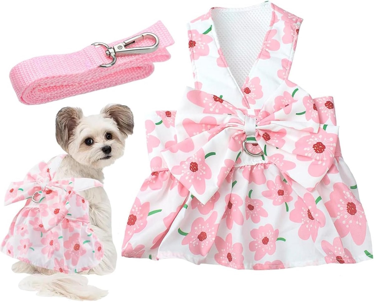 Harnas en riem voor honden, jurk voor kleine honden, kleding
