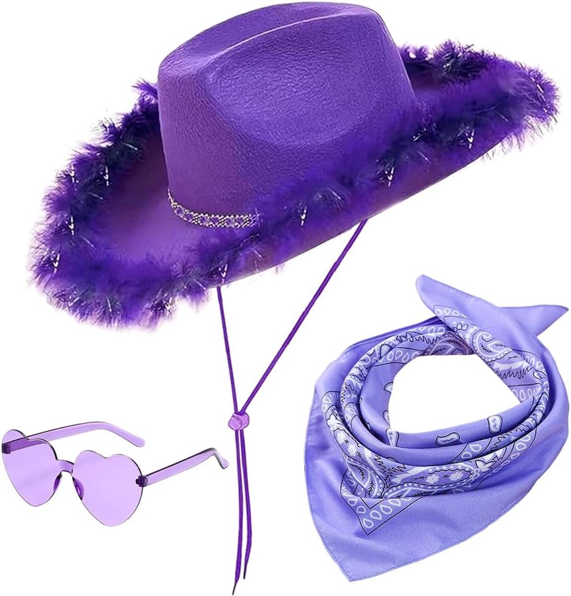 Cowboyhoed set met pentagram zonnebril en vierkante sjaal kostuumaccessoires multifunctioneel voor Halloween vrijgezellenfeest zwart4