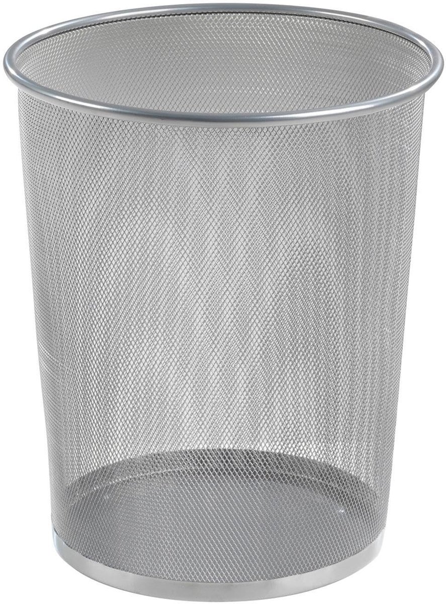 Prullenbak - Metalen gaas - Zilvergrijs - Ø 29,5 cm - 20 liter - Papieremmer Kantooremmer