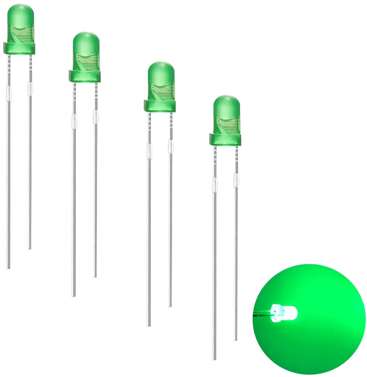 3mm led-diodes, 120 stuks groen lichtdiode, 3V 2-Pins lichtgevende diodekit, ronde kleur lichtverstrooiing emissiedioden