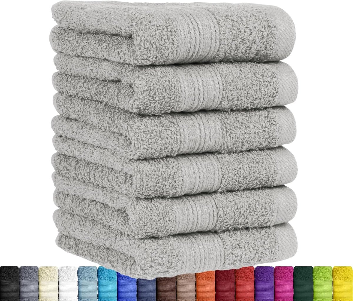 6-delige gastendoekenset in verschillende kleuren, 100% katoen, set van 6 gastendoekjes, 30 x 50 cm, zilver