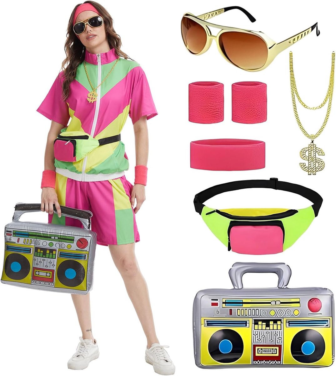 80s 90s Hip-Hop Stijl Korte Vrouwen Trainingspak, Halloween Thema Party