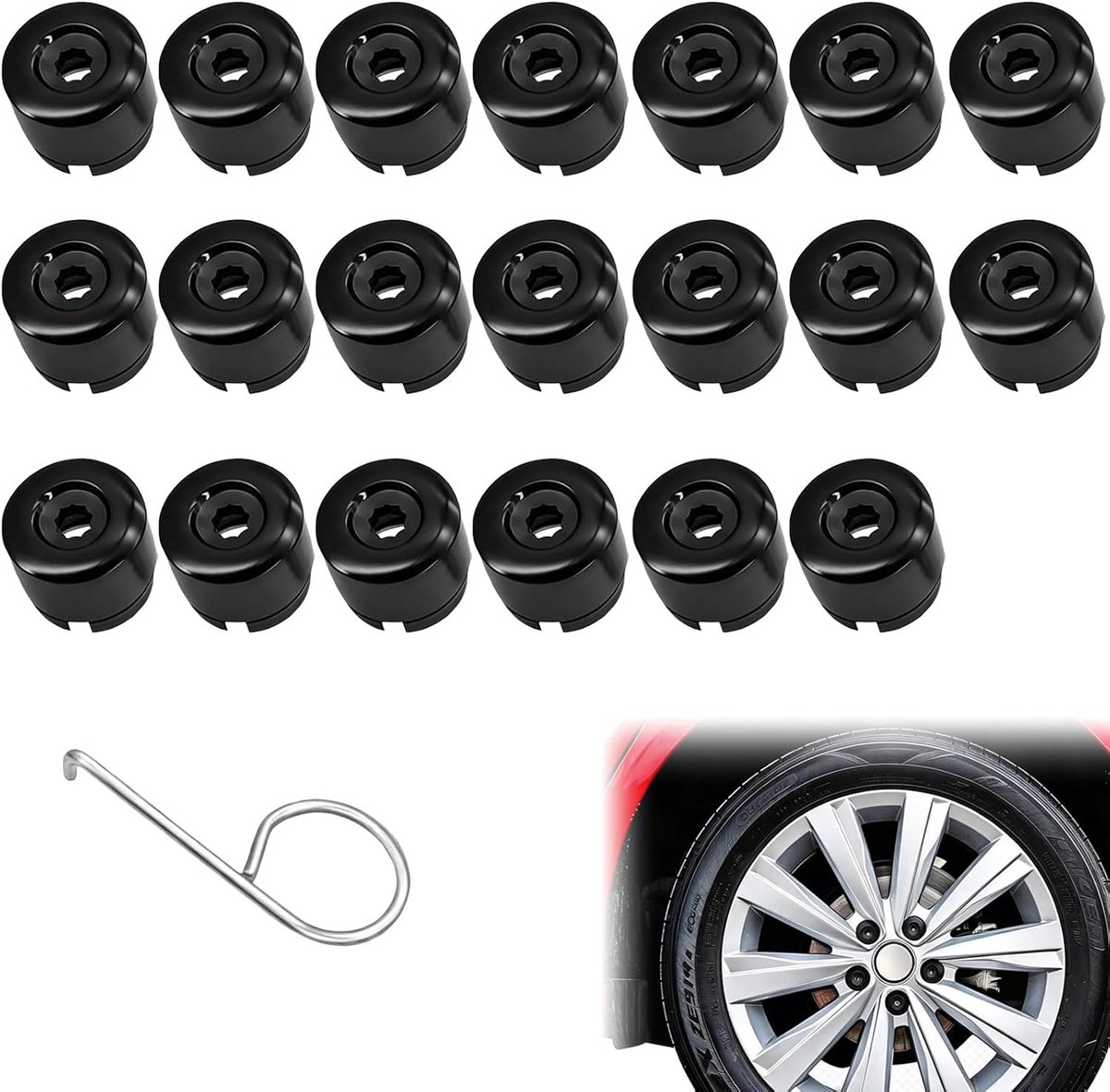 20 stuks wielmoer doppen 19mm zwart boutcovers met verwijdertool