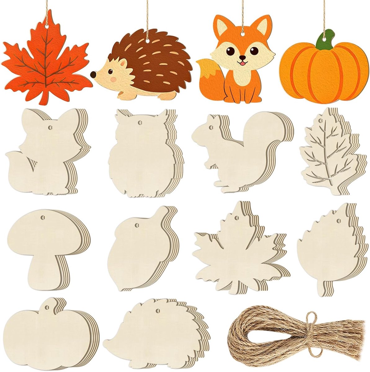 Houten herfstornamenten om te schilderen 10 stijlen doe-het-zelf blanco herfst onafgewerkte hout esdoornbladeren kalkoen pompoen uitsparingen Thanksgiving ornament voor ambachten hangende