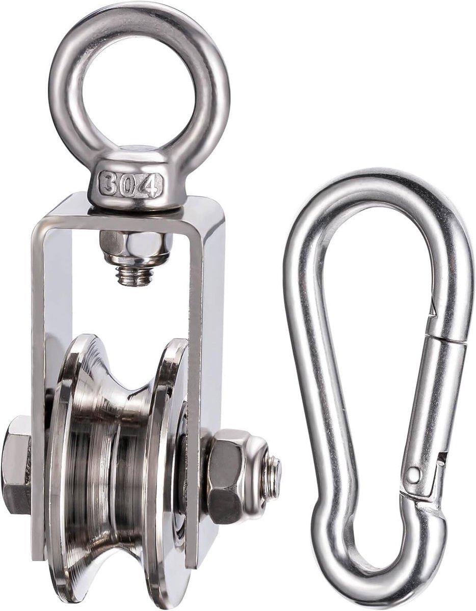40mm katrol met 2 kogellagers, fitness katrol met clip, katrols voor 8mm kabels staalkabel, draagkracht 200 kg 1 stuk